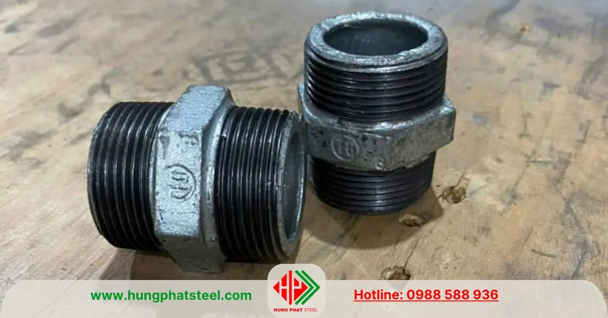 Kép ren mạ kẽm (2 đầu ren ngoài)