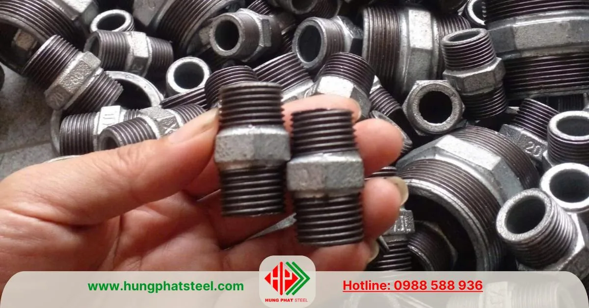 Kép ren mạ kẽm (2 đầu ren ngoài)