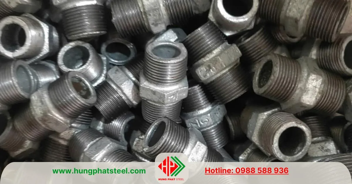 Kép ren mạ kẽm (2 đầu ren ngoài)