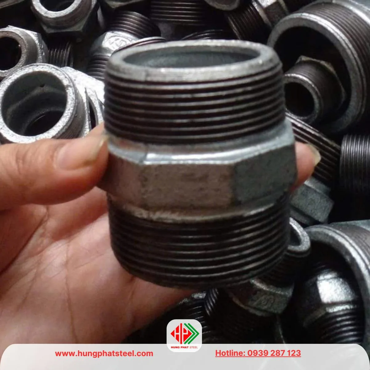 Kép ren mạ kẽm (2 đầu ren ngoài)