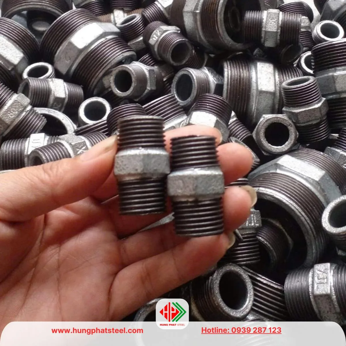 Kép ren mạ kẽm (2 đầu ren ngoài)