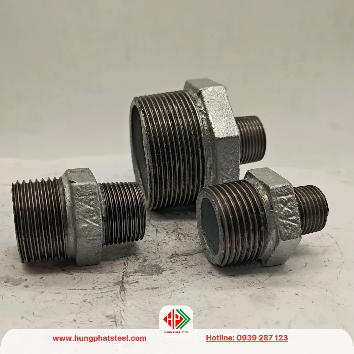 Kép ren mạ kẽm (2 đầu ren ngoài)