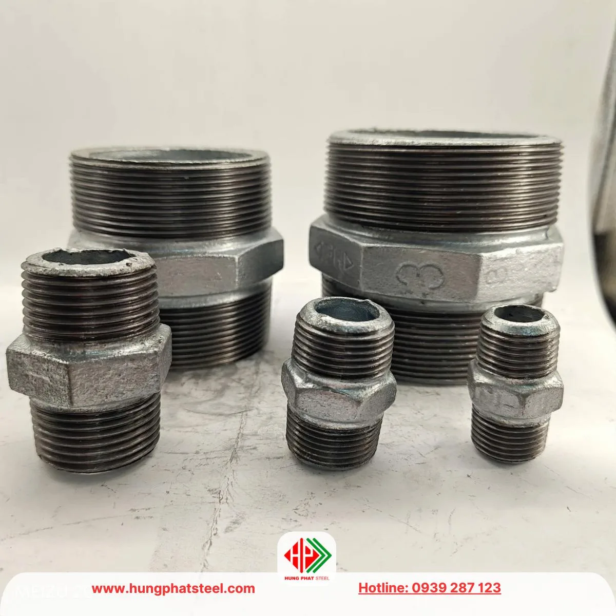 Kép ren mạ kẽm (2 đầu ren ngoài)