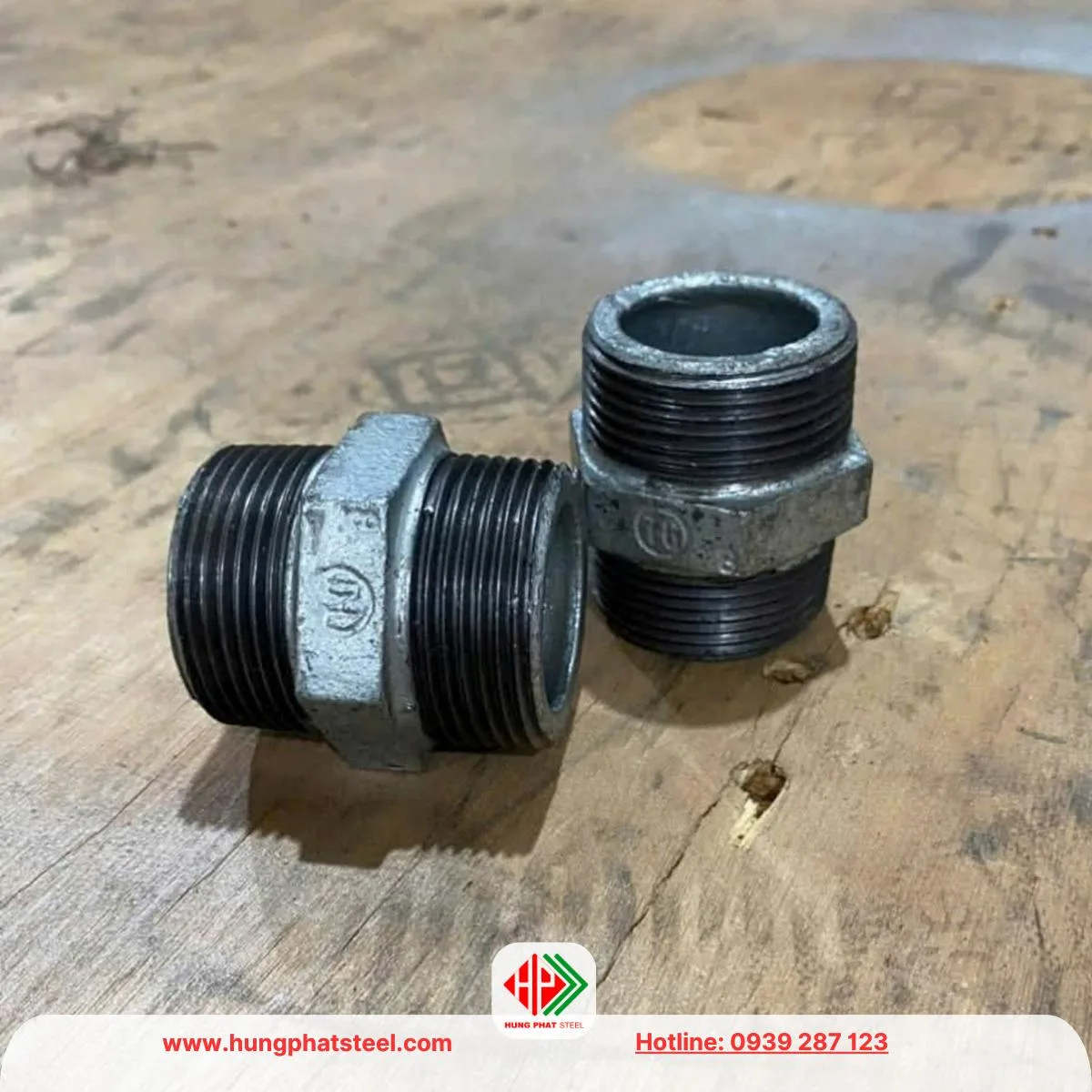 Kép ren mạ kẽm (2 đầu ren ngoài)