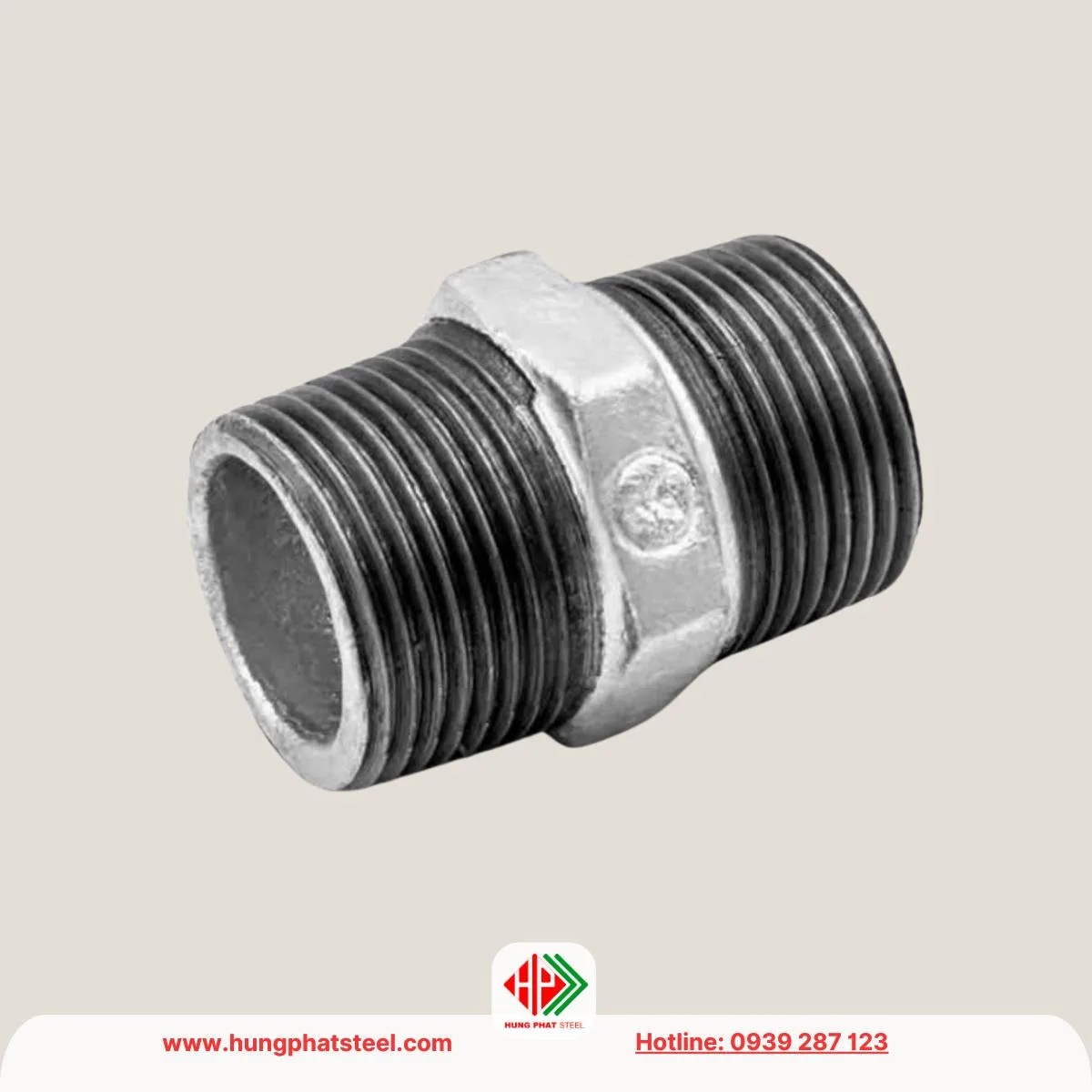 Kép ren mạ kẽm (2 đầu ren ngoài)