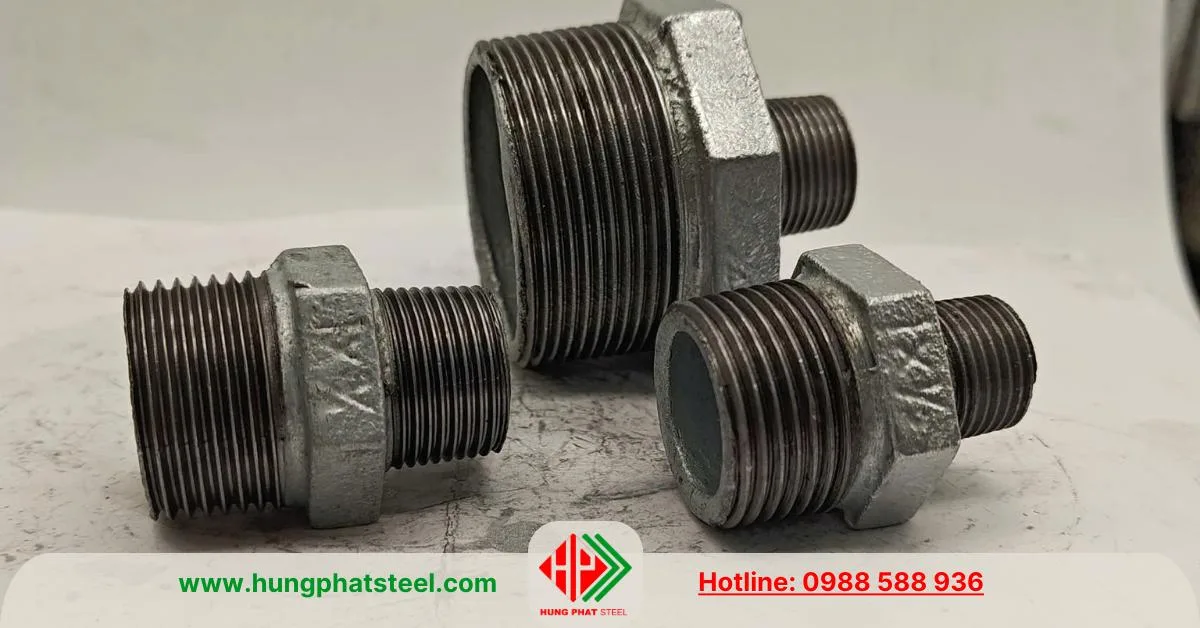 Kép ren mạ kẽm (2 đầu ren ngoài)