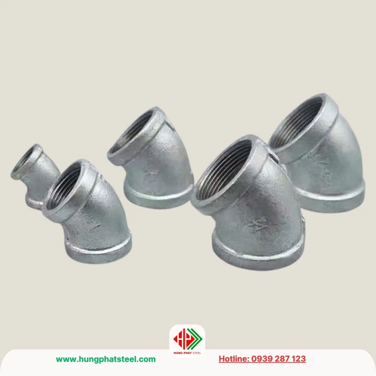 Co Lơi Ren Mạ Kẽm 45 Độ (Chếch)