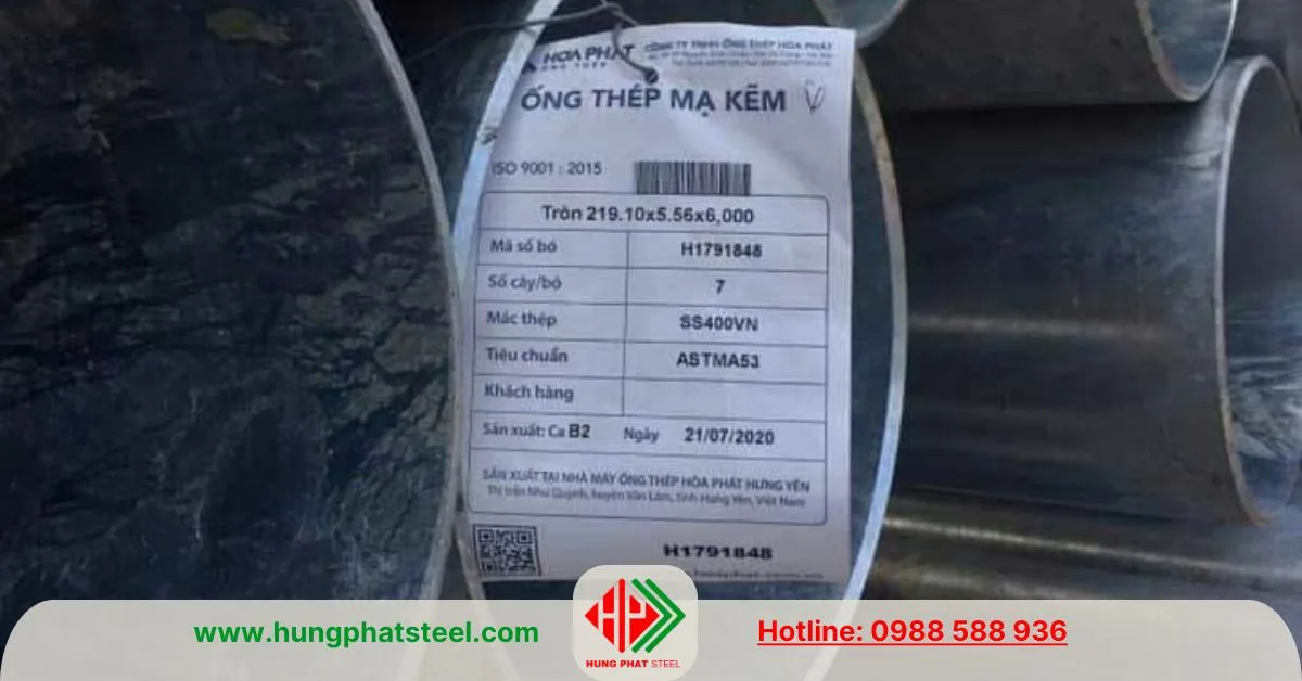 Ống thép mạ kẽm nhúng nóng Hòa Phát