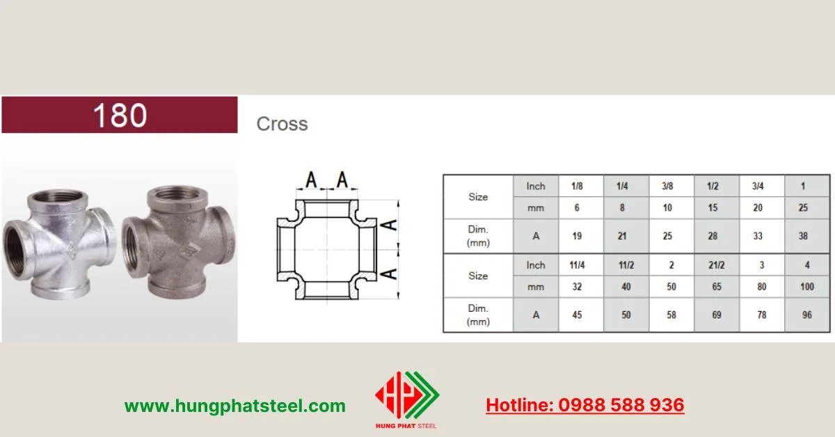 Quy cách chữ thập ren mạ kẽm (thập đều)