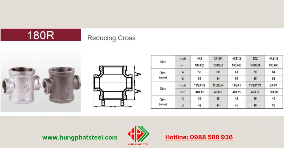 Quy cách chữ thập ren mạ kẽm (thập đều)