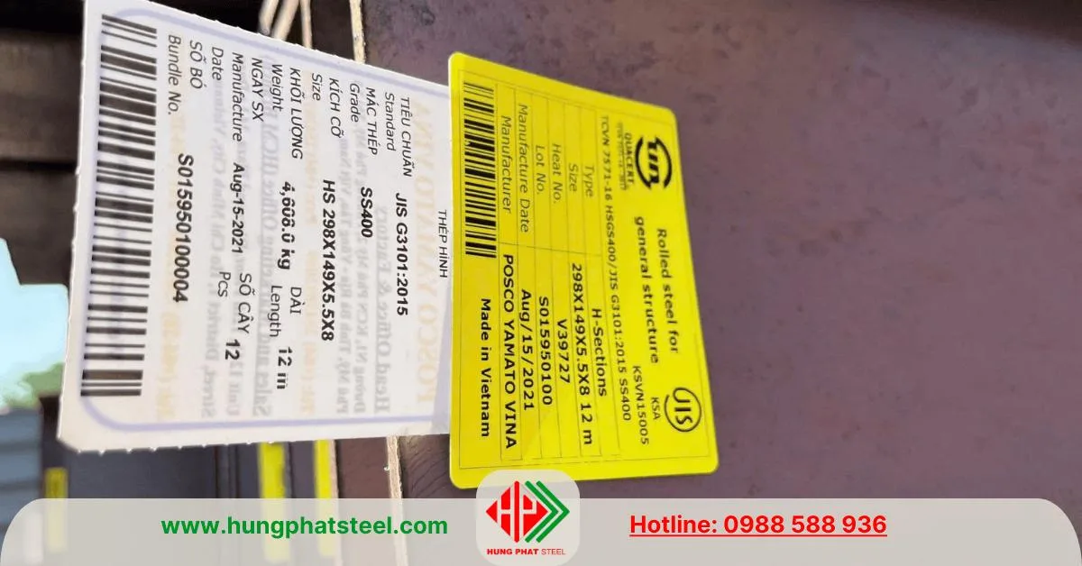 Thép hình H298 x 149 x 5.5 x 8mm Posco