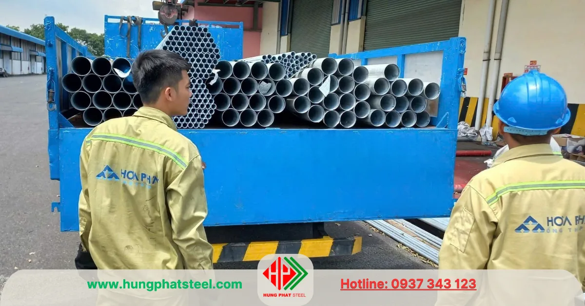 Ống thép Hòa Phát phi 114 mạ kẽm nhúng nóng