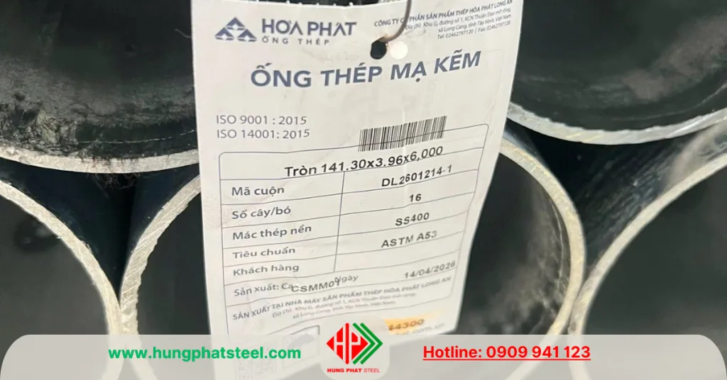 Ống thép Hòa Phát phi 114 (ống kẽm)