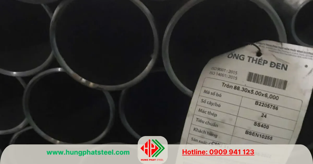 Ống thép đen phi 90 (OD88.3mm) - Hòa Phát