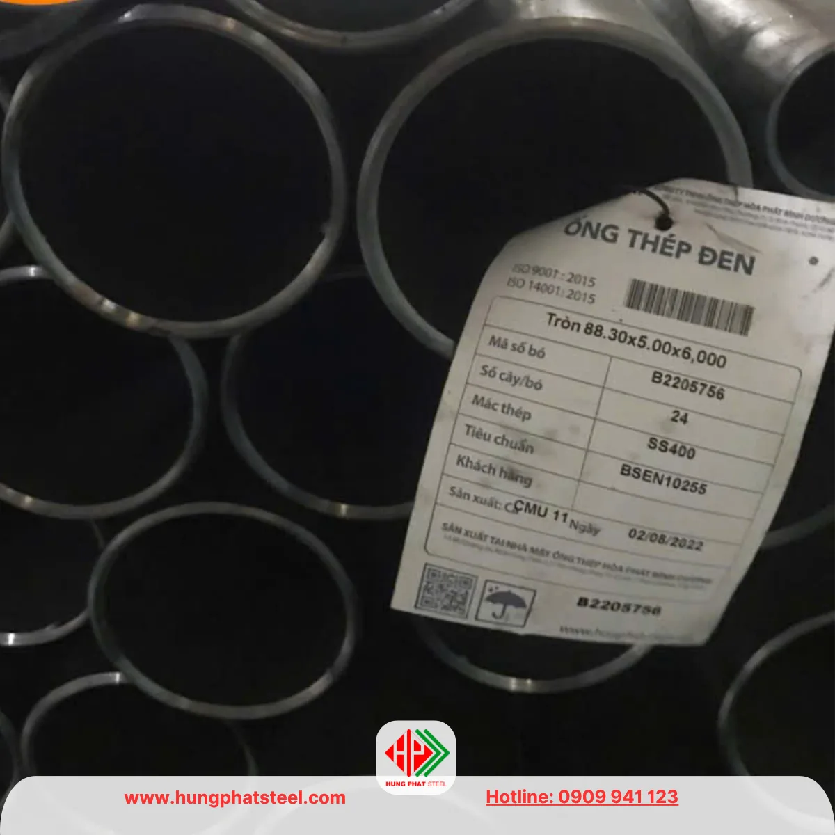 Ống thép đen phi 90 (OD88.3mm) - Hòa Phát