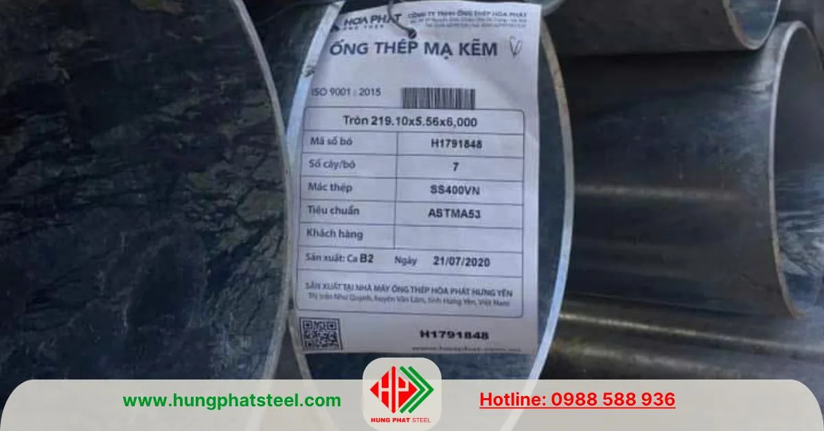 Ống thép mạ kẽm Hòa Phát phi 219