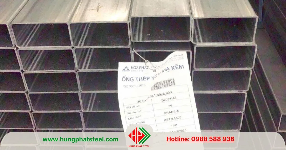 Thép hộp mạ kẽm 30x60 Hòa Phát