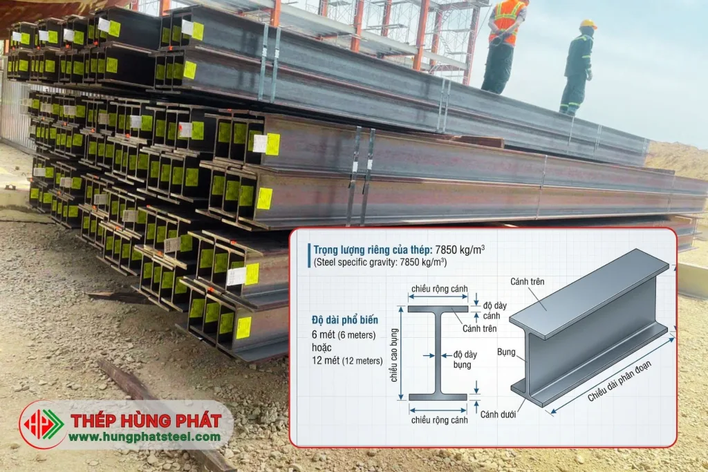 Thép hình I là vật liệu không thể thiếu trong các công trình công nghiệp và dân dụng