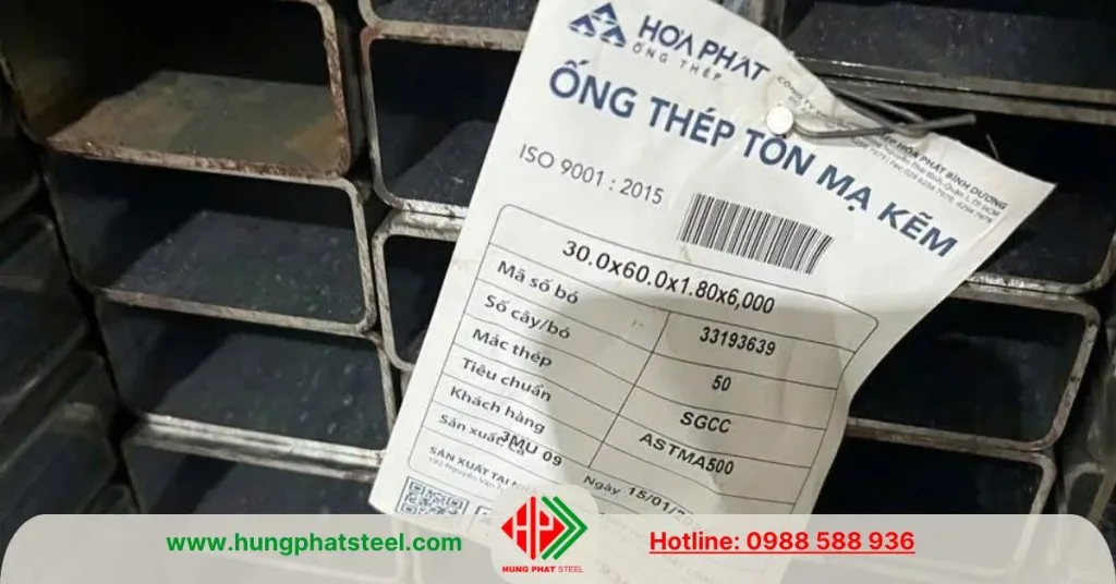 Thép hộp mạ kẽm 30x60