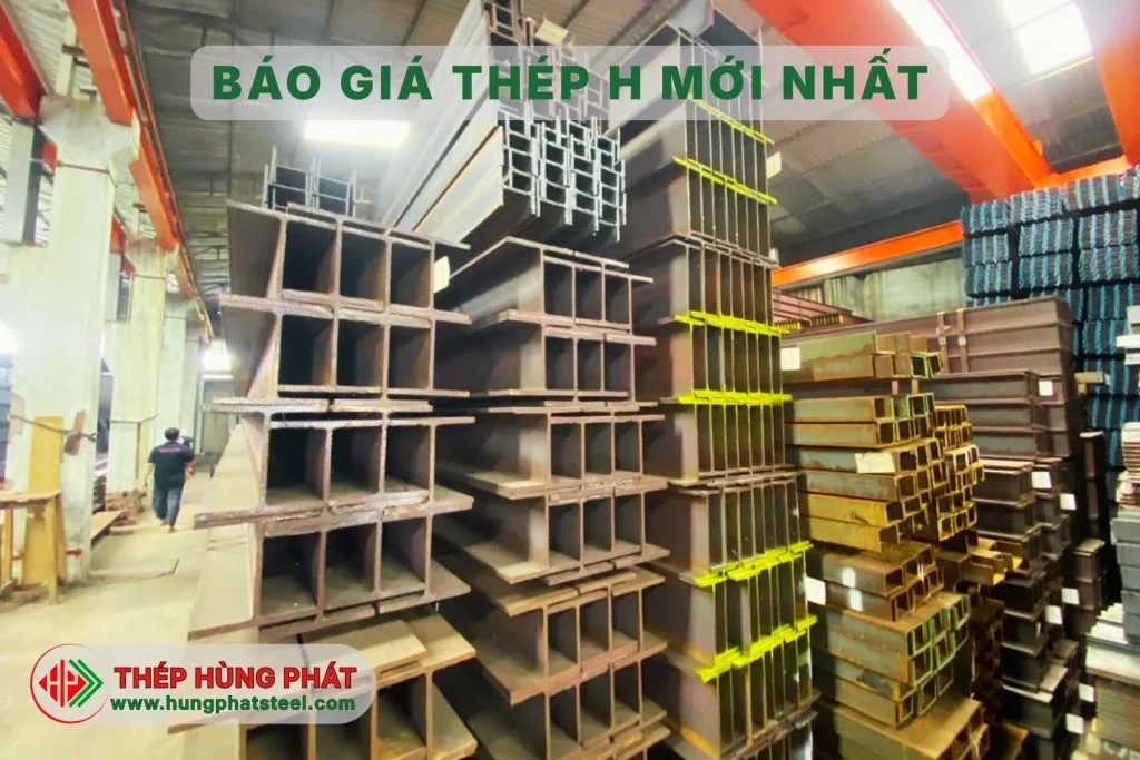 Thép hình H đa dạng quy cách, mác thép được lưu trữ cẩn thận tại kho Thép Hùng Phát.