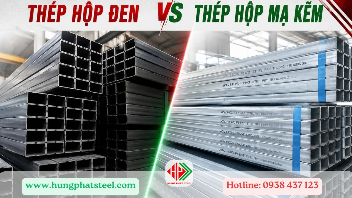 Phân biệt thép hộp đen và thép hộp mạ kẽm để lựa chọn vật liệu phù hợp với yêu cầu độ bền và môi trường.