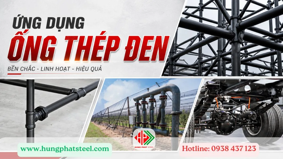 Ống thép đen được ứng dụng rộng rãi trong nhiều lĩnh vực công nghiệp và xây dựng.