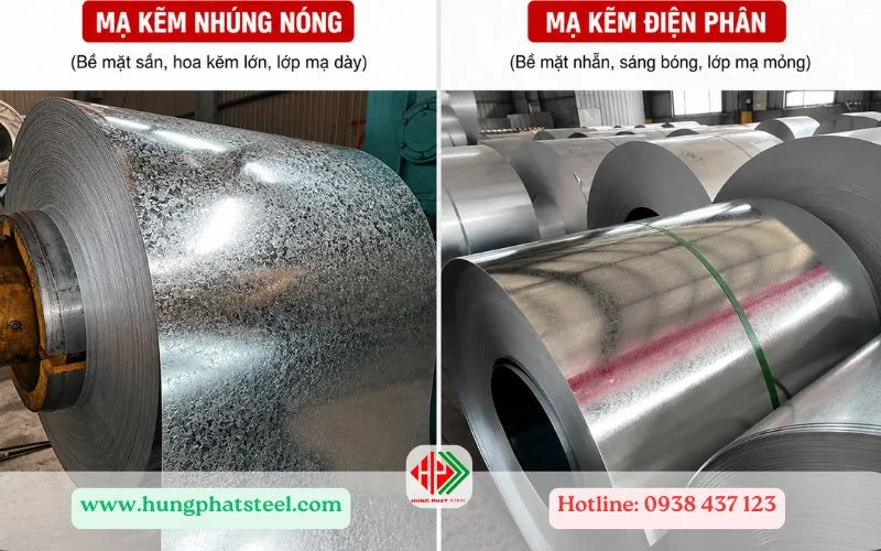 Cận cảnh 2 loại lớp mạ kẽm