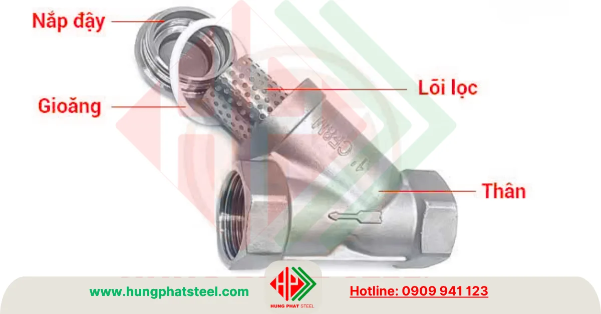 Cấu tạo của Y lọc inox