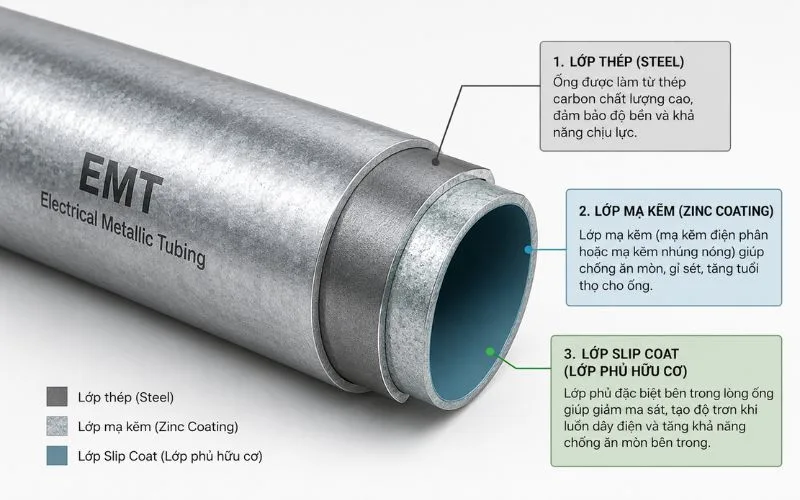 Cấu tạo của ống thép EMT