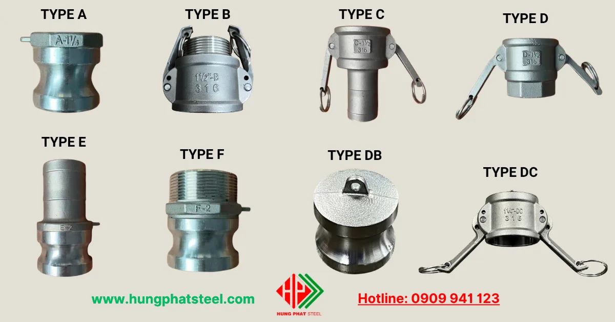 Khớp Nối Nhanh INOX Type A B C D E F DP DC (Camlock Coupling)