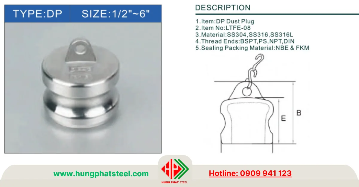 Khớp nối nhanh INOX kiểu DP (Camlock type DP)