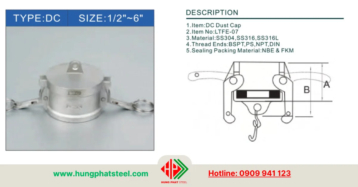 Khớp nối nhanh inox kiểu DC (Camlock Type DC)