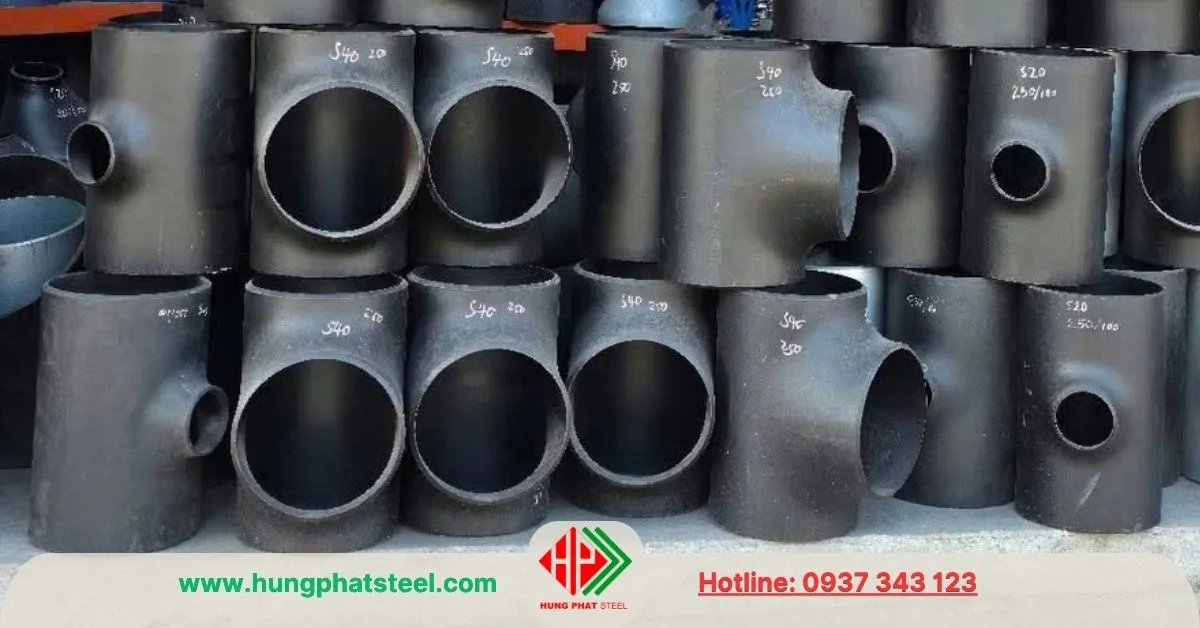 Tê thép hàn DN250 dạng tê đều và tê giảm