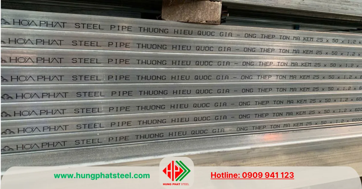 Thép hộp Hòa Phát 25x50 mạ kẽm