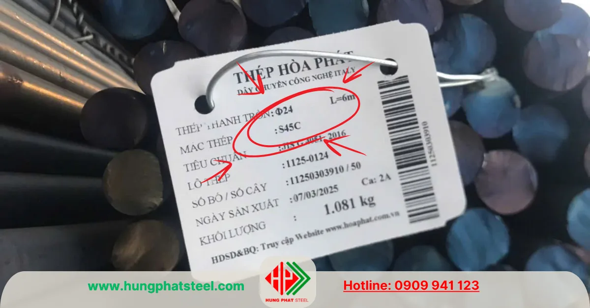 Thép tròn đặc S45C (Láp C45)