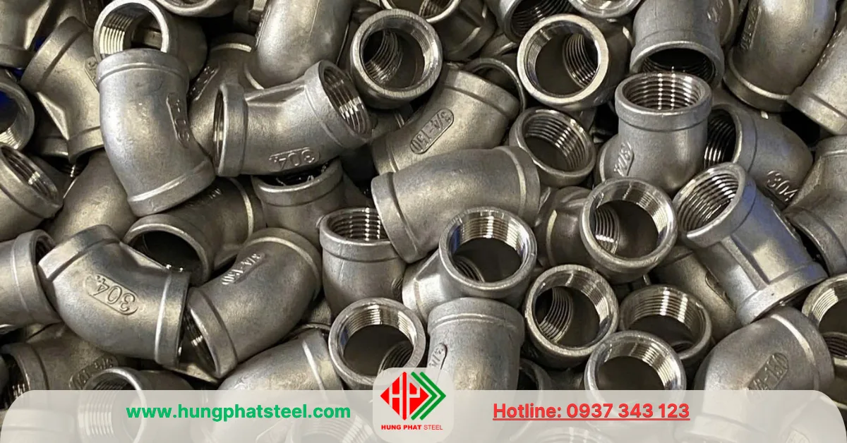 Co lơi 45 độ ren inox DN20 (D27)
