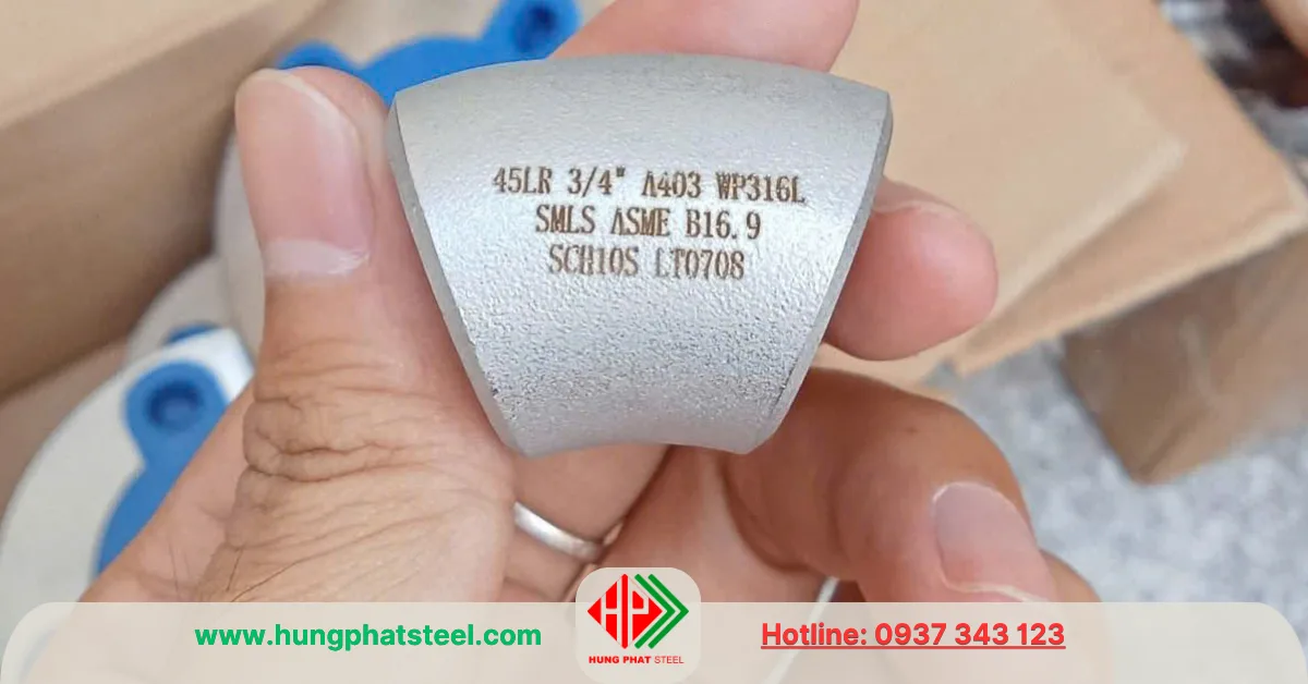 Co lơi hàn INOX DN20 SUS316 (co 45 độ)