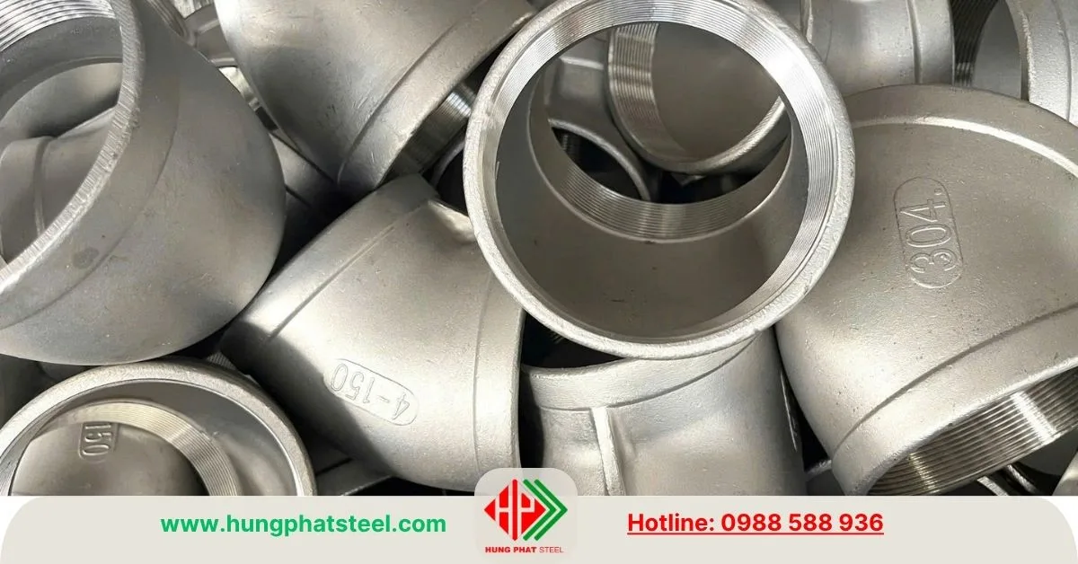 Co lơi ren inox 45 độ DN100