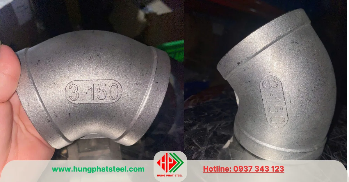 Co lơi ren inox 45 độ DN80