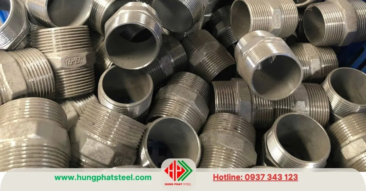 Kép 2 đầu ren inox phi 49