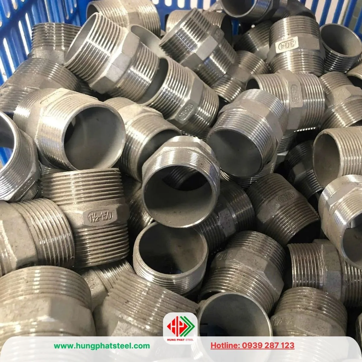 Kép 2 đầu ren inox phi 49