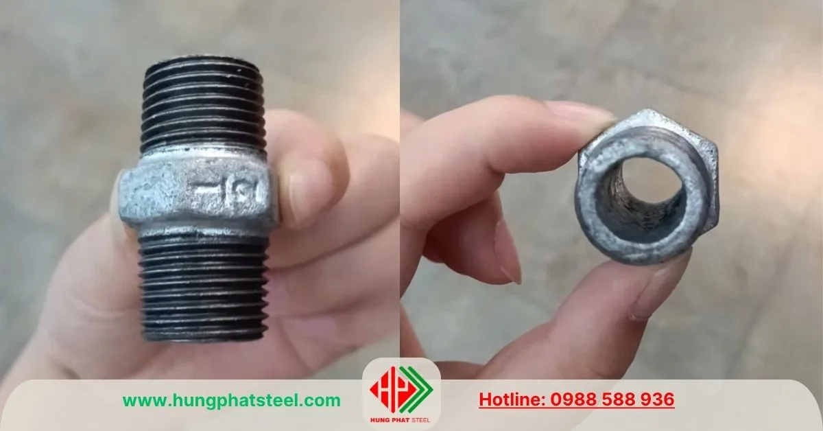 Kép Ren DN15 (2 đầu ren mạ kẽm D21)
