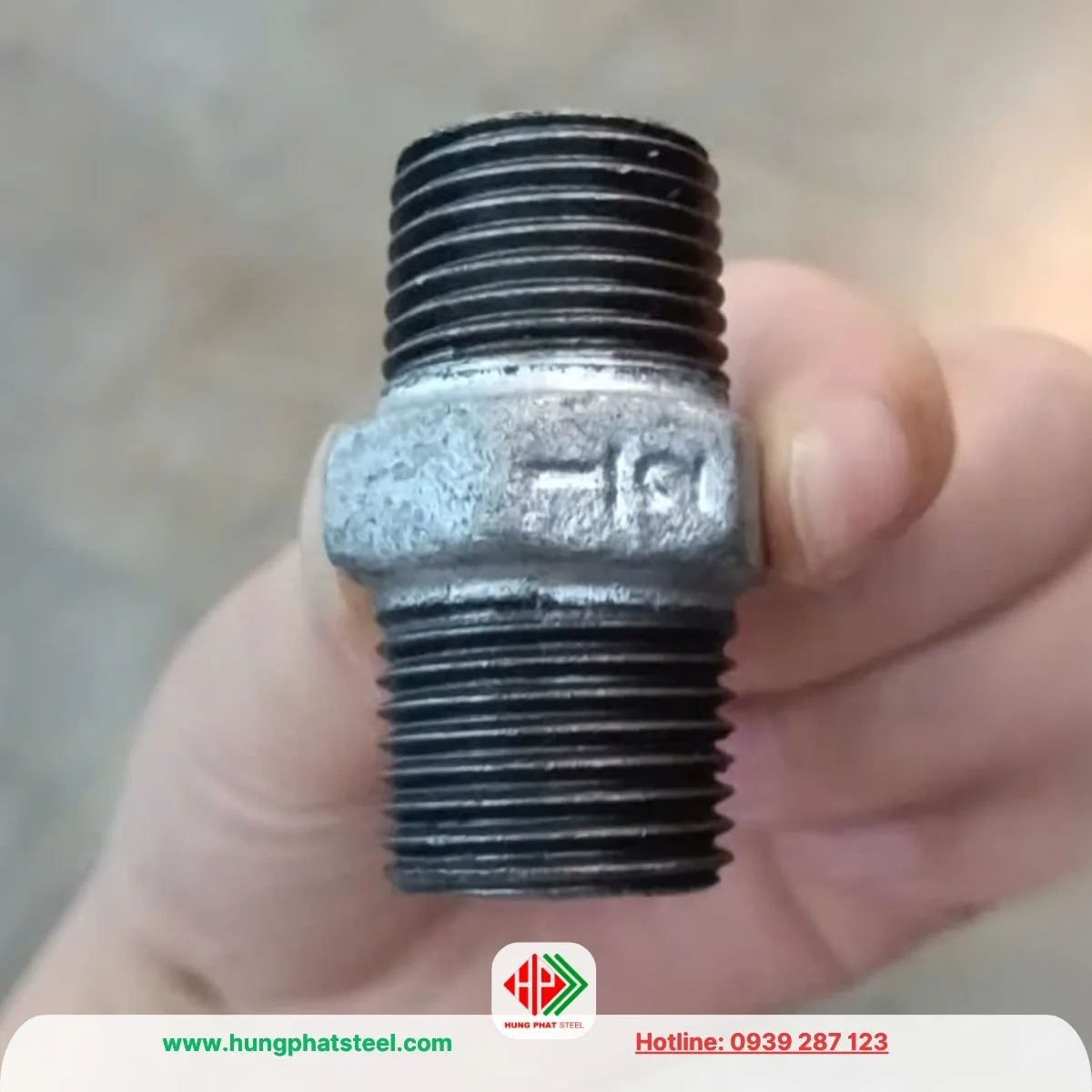 Kép Ren DN15 (2 đầu ren mạ kẽm D21)