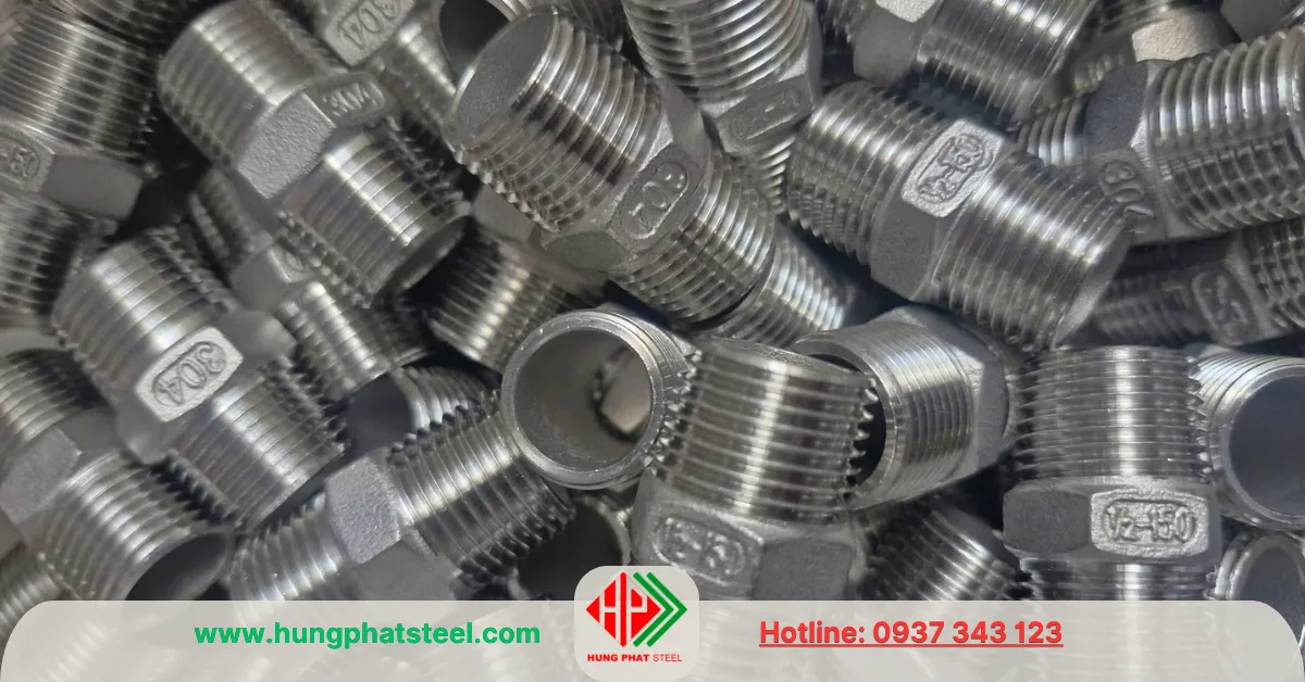 Kép ren inox DN15 dạng kép đều