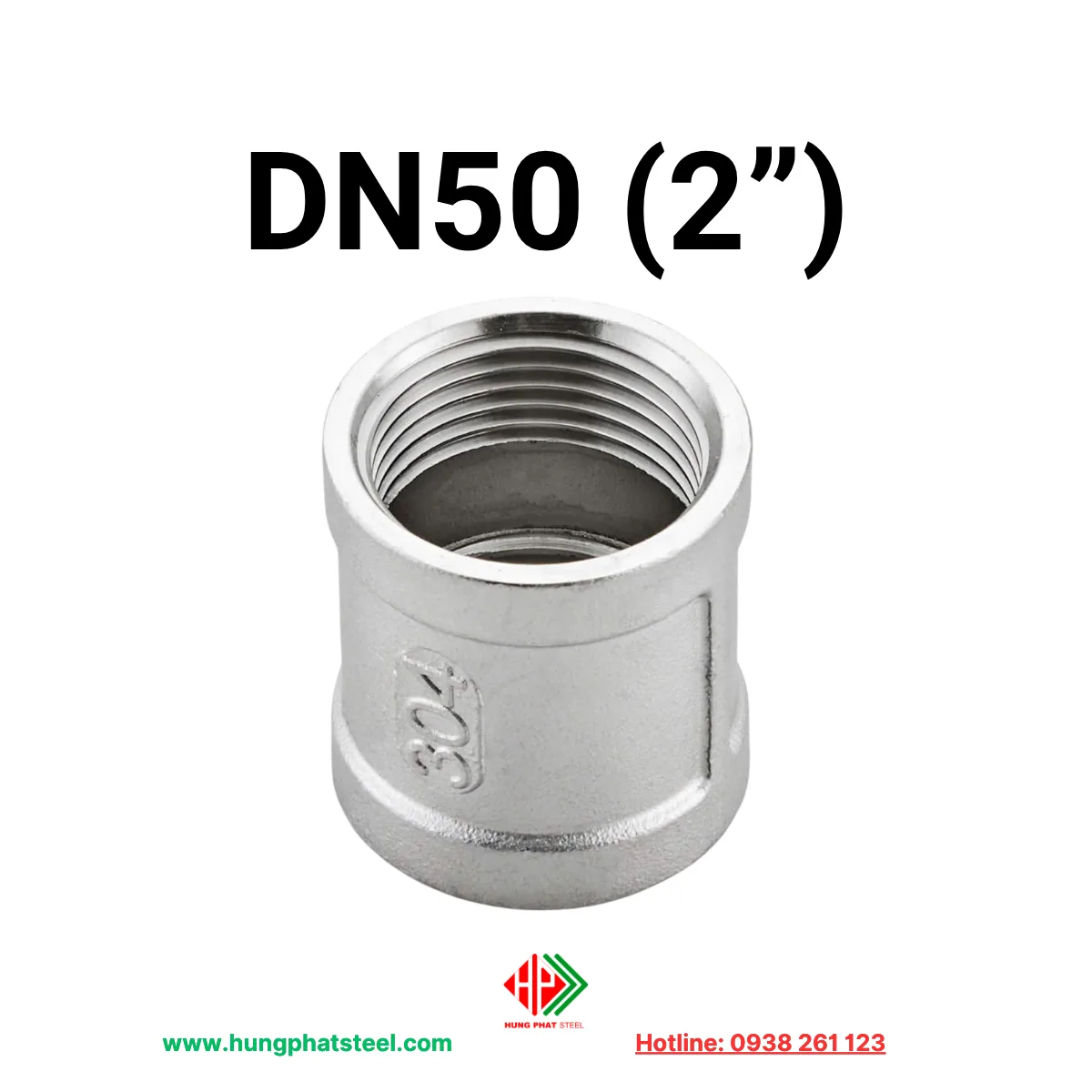 Măng sông ren INOX DN50 (D60)