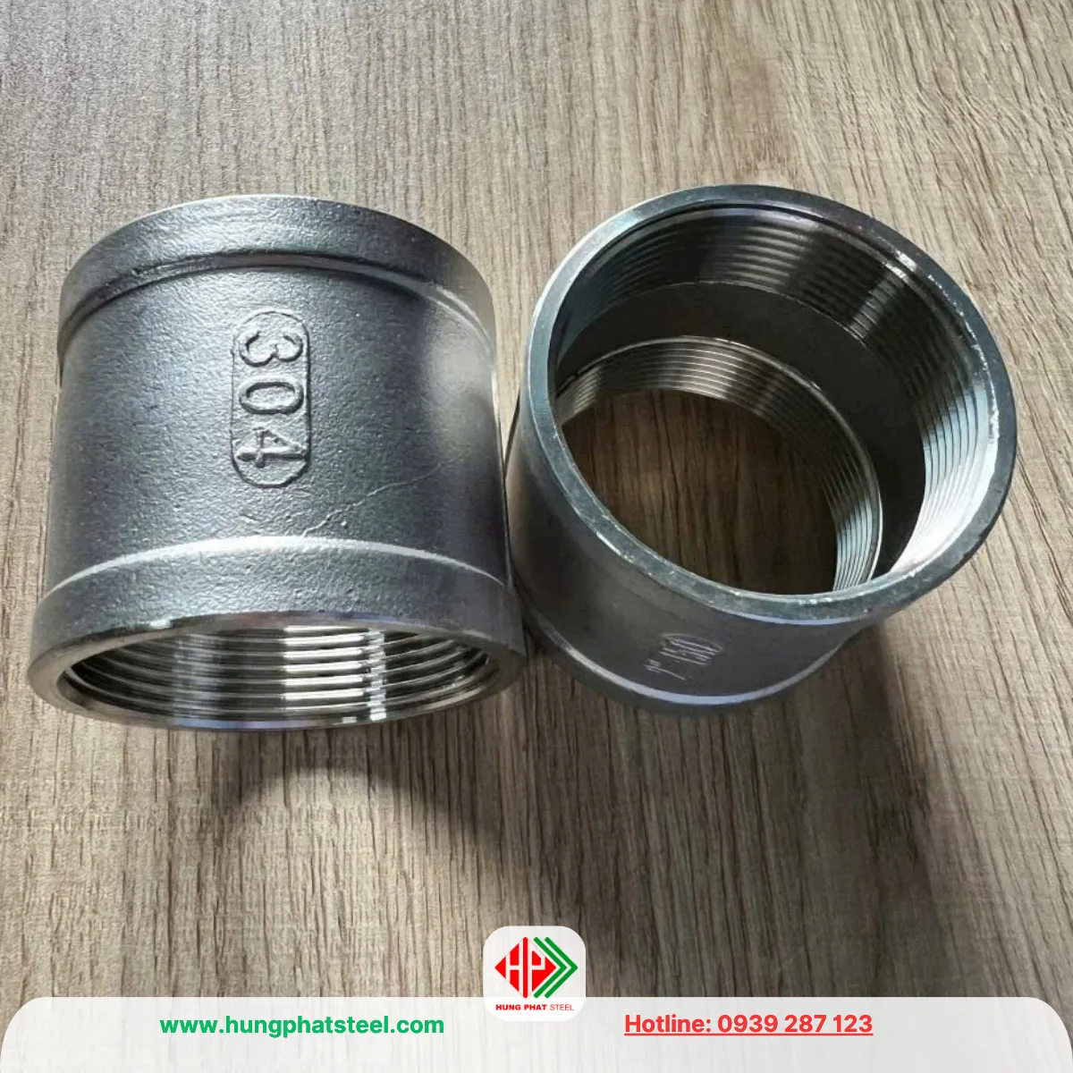 Măng sông ren INOX DN50 (D60)