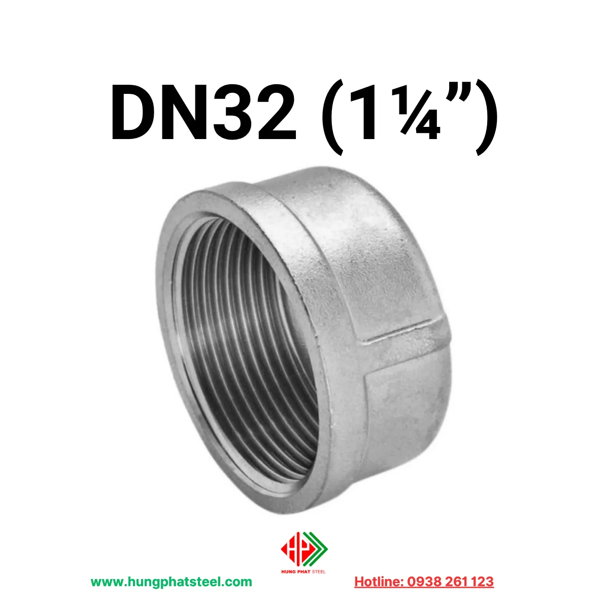 Nắp bịt ren inox DN32 (D42)