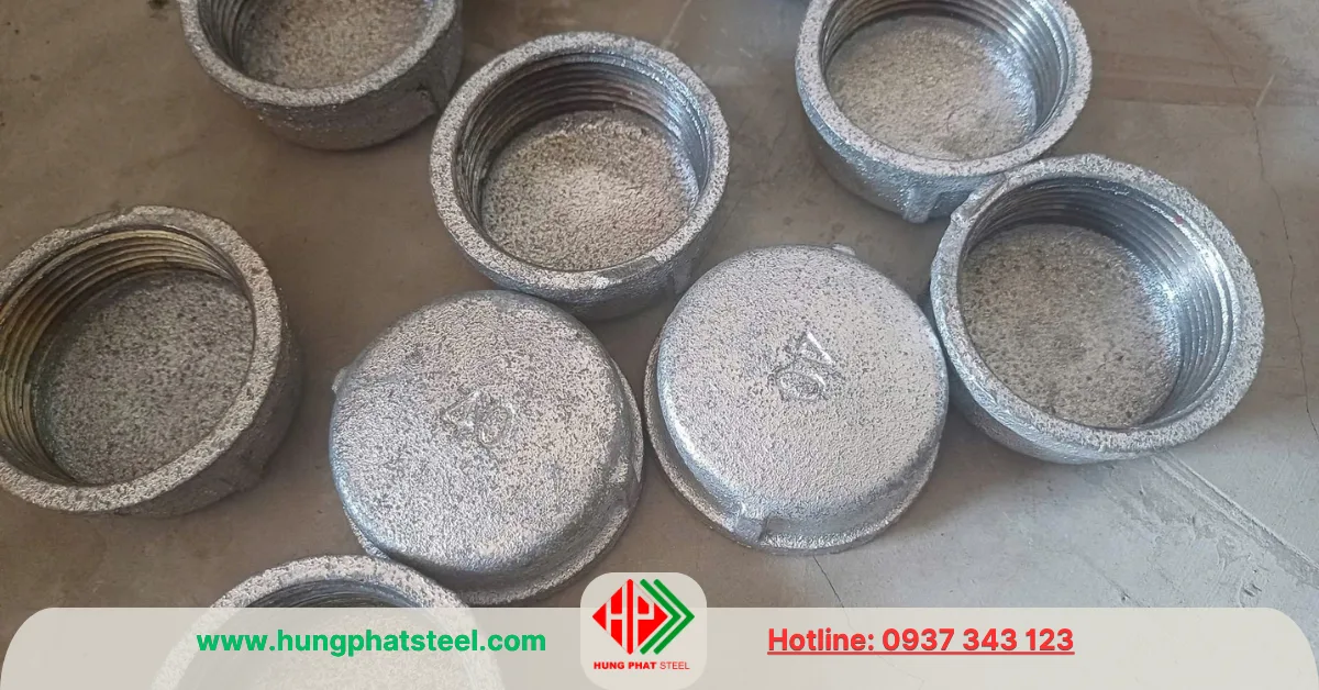 Nắp bịt ren mạ kẽm DN40 (D49)