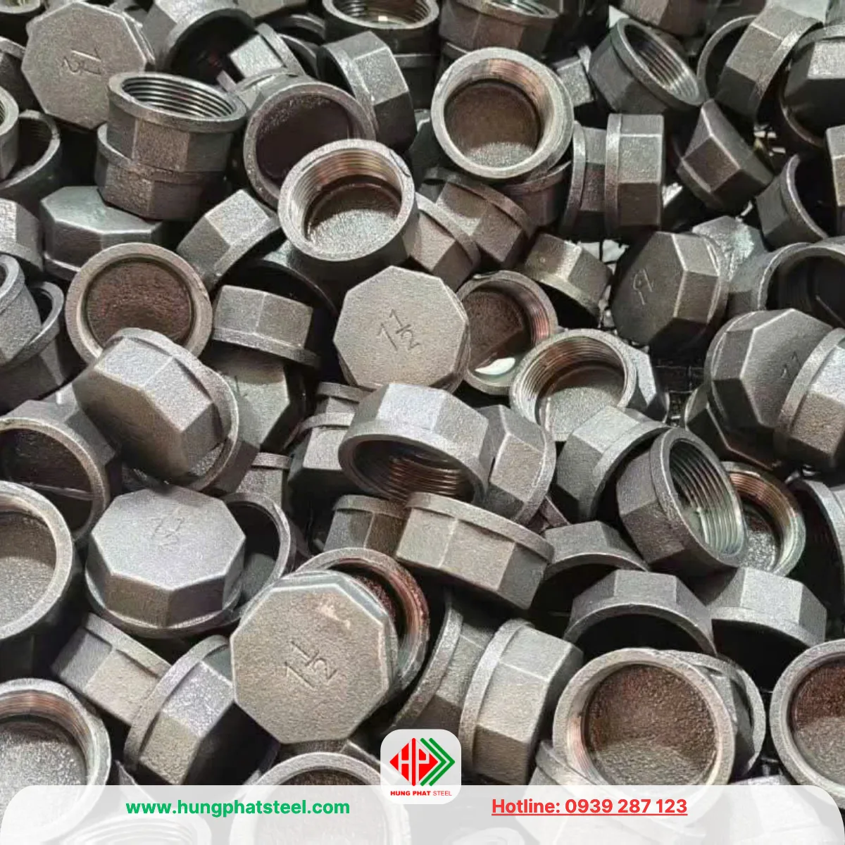 Nắp bịt ren mạ kẽm DN40 (D49)