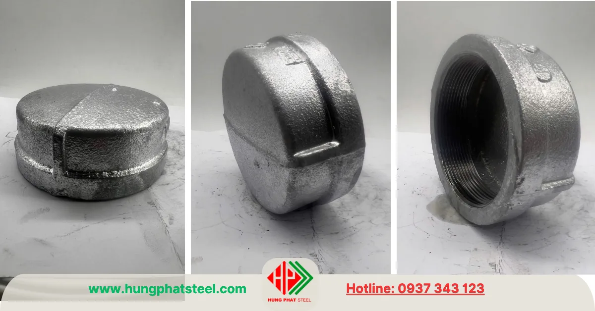 Nắp bịt ren mạ kẽm DN40 (D49)
